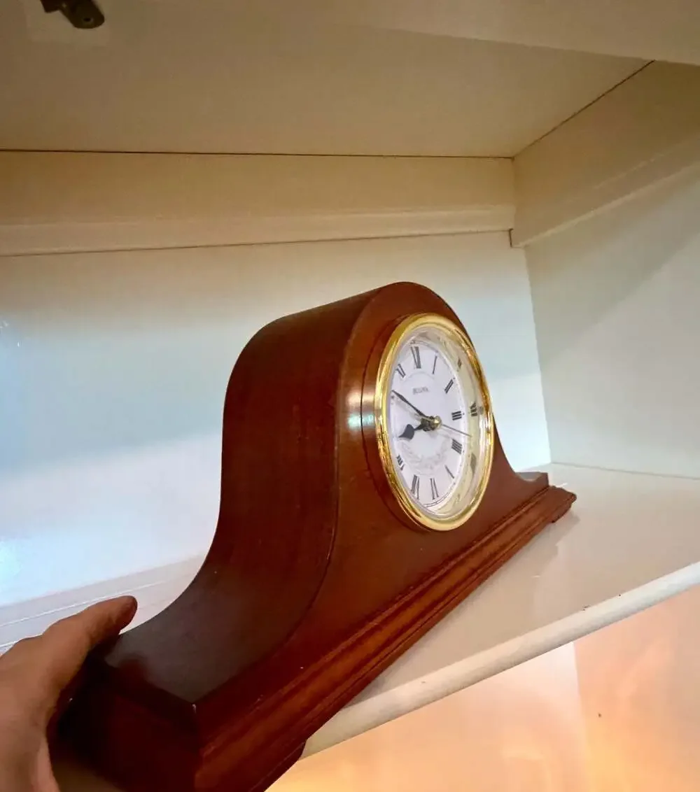 Bulova B1929 Annette II Chiming Mantel Clock in Mahogany Finish